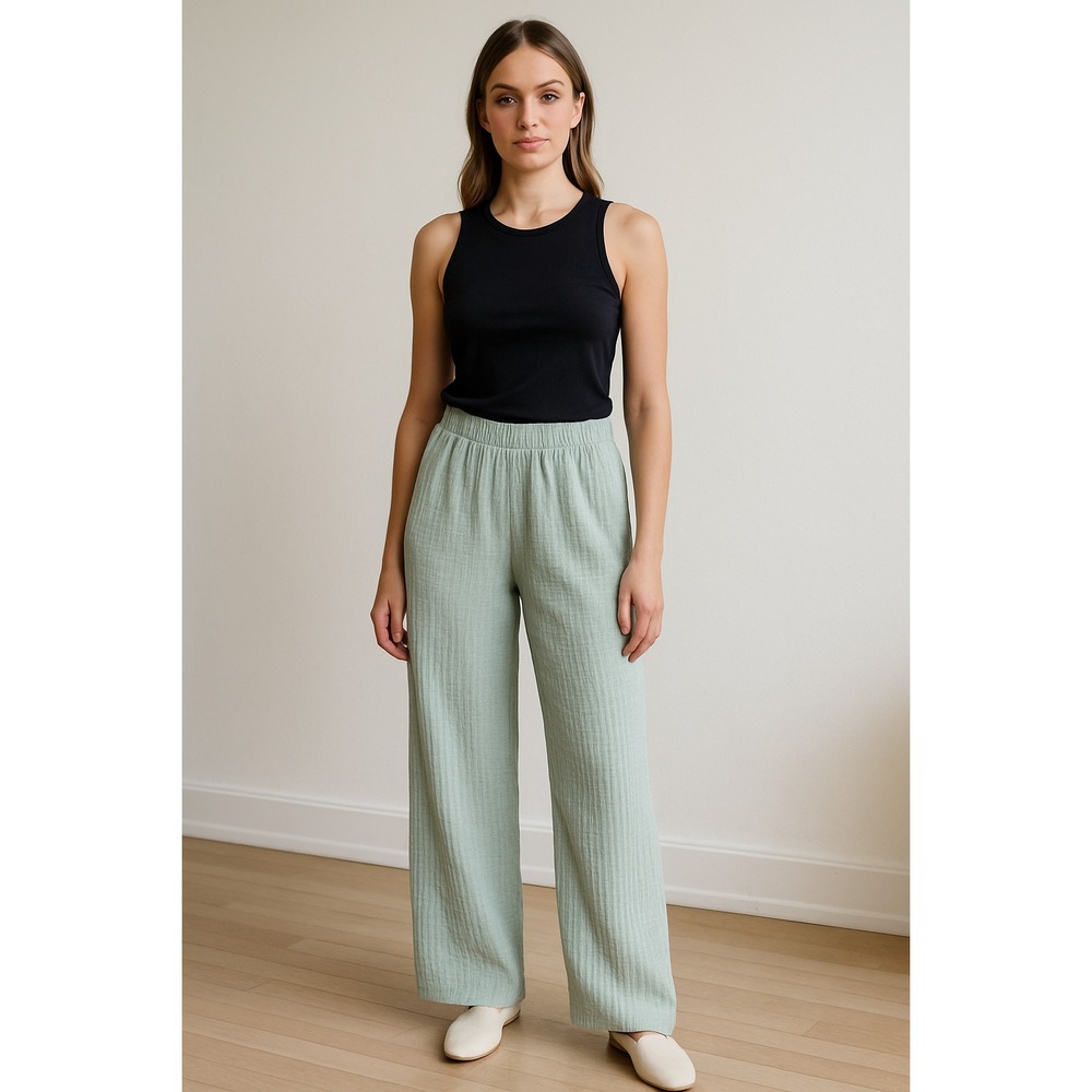 ELAA The Label Gauze Pants S Seafoam Wide Leg Boho Resort Lounge Chic